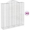 Arched Gabion Baskets - 8 pcs Galvanised Iron for Your Garden