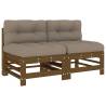 Middle Sofas with Cushions - Honey Brown Solid Wood Pine