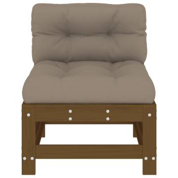 Middle Sofas with Cushions - Honey Brown Solid Wood Pine