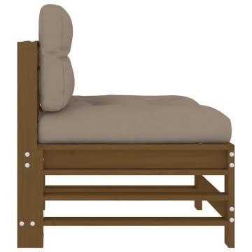 Middle Sofas with Cushions - Honey Brown Solid Wood Pine