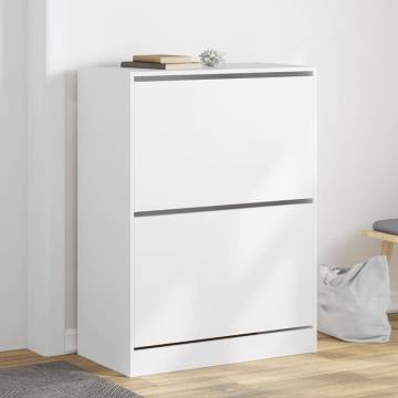 Shoe Cabinet with 2 Flip-Drawers - White, 80x42x108 cm