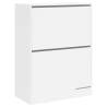 Shoe Cabinet with 2 Flip-Drawers - White, 80x42x108 cm