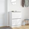 Shoe Cabinet with 2 Flip-Drawers - White, 80x42x108 cm