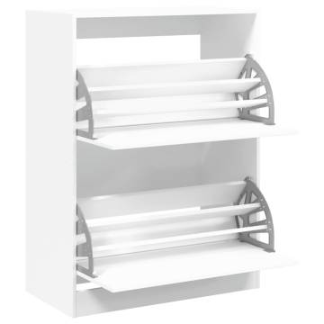 Shoe Cabinet with 2 Flip-Drawers - White, 80x42x108 cm