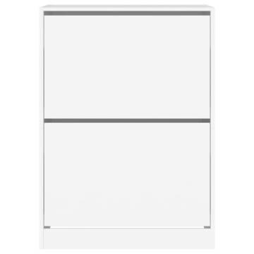 Shoe Cabinet with 2 Flip-Drawers - White, 80x42x108 cm