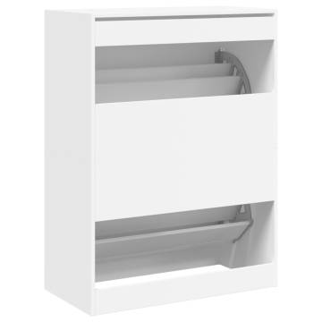 Shoe Cabinet with 2 Flip-Drawers - White, 80x42x108 cm