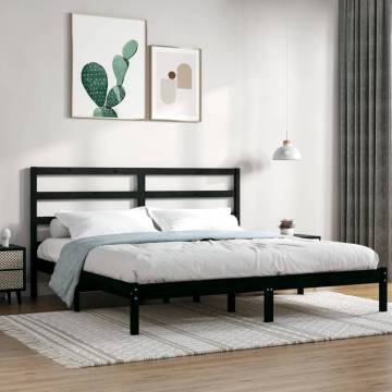 Black Solid Wood Bed Frame 180x200 cm Super King Size - Hipomarket