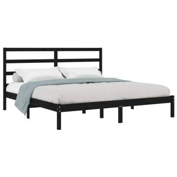 Black Solid Wood Bed Frame 180x200 cm Super King Size - Hipomarket