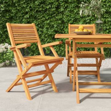 Folding Garden Chairs 2 pcs - Solid Teak, Space-Saving Design