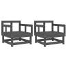 Garden Chairs 2 pcs Grey Solid Wood Pine | HipoMarket UK