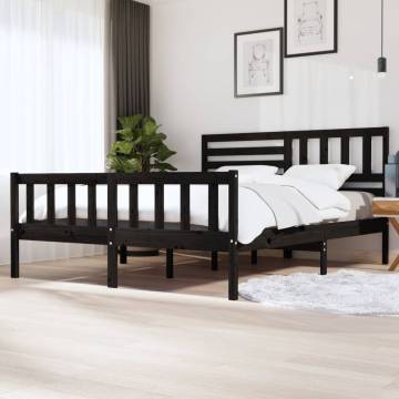 Black Bed Frame 180x200 cm - Super King Size Solid Wood