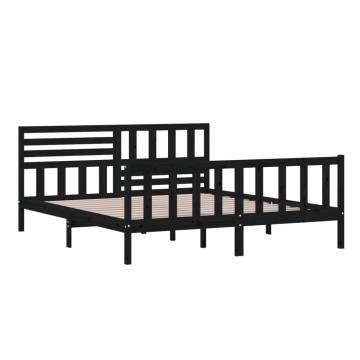 Black Bed Frame 180x200 cm - Super King Size Solid Wood