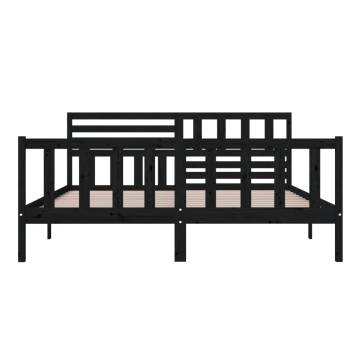 Black Bed Frame 180x200 cm - Super King Size Solid Wood