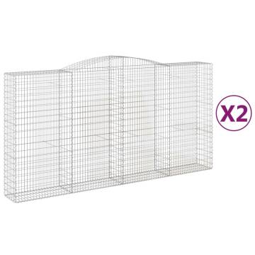 Arched Gabion Baskets - 2 pcs Galvanised Iron | HipoMarket