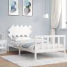 Bed Frame with Headboard White 100x200 cm Solid Wood Colour white Size 100 x 200 cm 