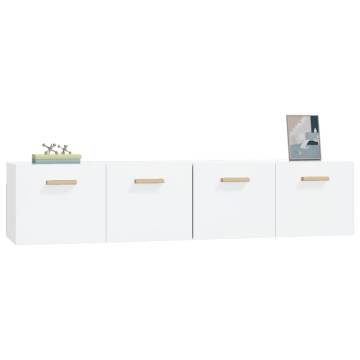 Stylish High Gloss White Wall Cabinets - 2 pcs | HipoMarket