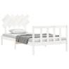 White Bed Frame with Headboard 100x200 cm - Solid Wood Elegance