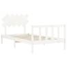 White Bed Frame with Headboard 100x200 cm - Solid Wood Elegance