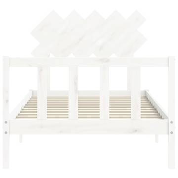 White Bed Frame with Headboard 100x200 cm - Solid Wood Elegance