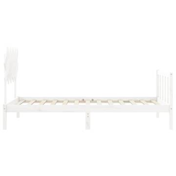 White Bed Frame with Headboard 100x200 cm - Solid Wood Elegance