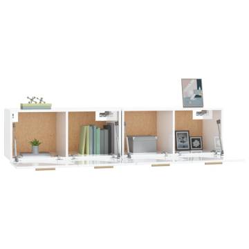 Stylish High Gloss White Wall Cabinets - 2 pcs | HipoMarket