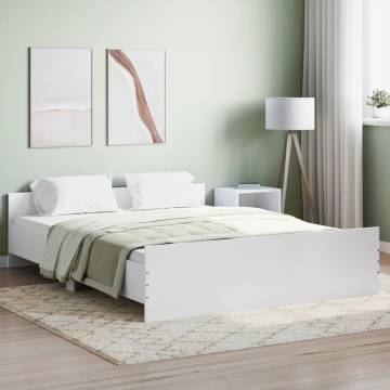 White Bed Frame with Headboard & Footboard - 160x200 cm