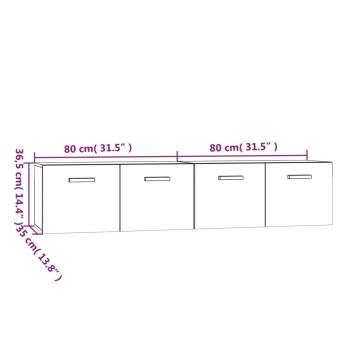 Stylish High Gloss White Wall Cabinets - 2 pcs | HipoMarket