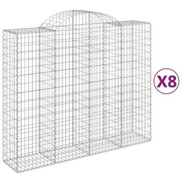 Arched Gabion Baskets 8 pcs - Galvanised Iron | HipoMarket