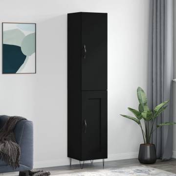 Stylish Highboard Black - 34.5x34x180 cm Engineered Wood