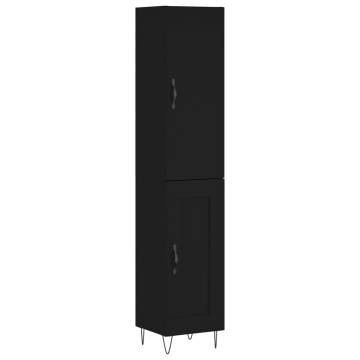 Stylish Highboard Black - 34.5x34x180 cm Engineered Wood