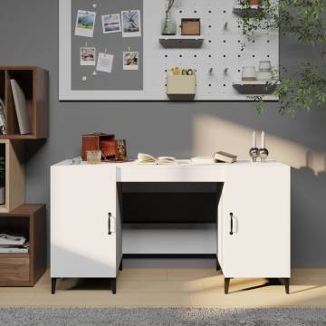 Stylish White Desk 140x50 cm Engineered Wood for Your Office