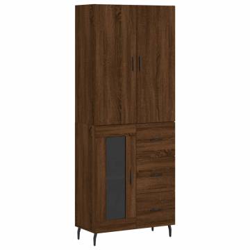 Stylish Highboard in Brown Oak | Engineered Wood | Hipo Market