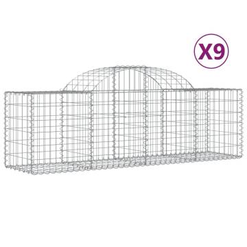 Arched Gabion Baskets - 9 pcs Galvanised Iron for Your Garden