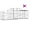 Arched Gabion Baskets - 9 pcs Galvanised Iron for Your Garden