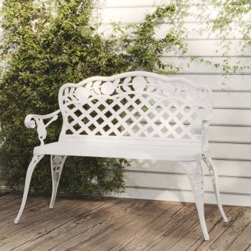 Stylish 108 cm White Cast Aluminium Garden Bench