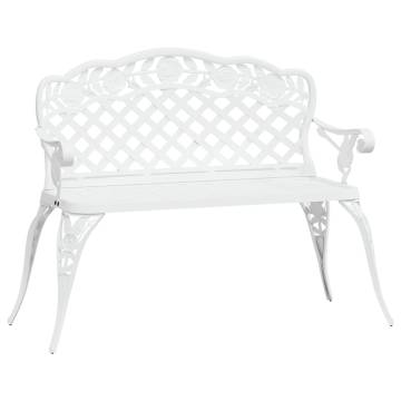 Stylish 108 cm White Cast Aluminium Garden Bench