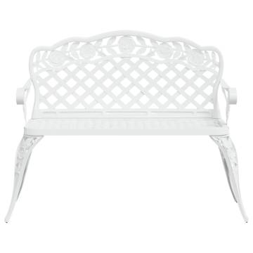 Stylish 108 cm White Cast Aluminium Garden Bench