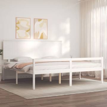 Super King Size White Bed Frame with Headboard | HipoMarket