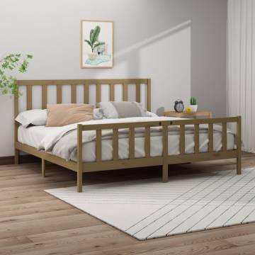 Honey Brown Solid Wood Bed Frame 200x200 cm | HipoMarket