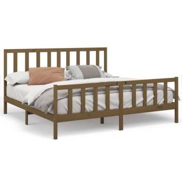 Honey Brown Solid Wood Bed Frame 200x200 cm | HipoMarket