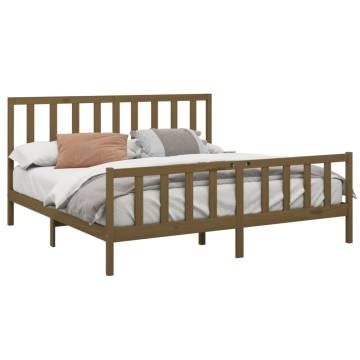 Honey Brown Solid Wood Bed Frame 200x200 cm | HipoMarket