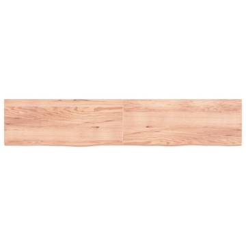 Light Brown Wall Shelf - Solid Oak Wood - 200x40 cm