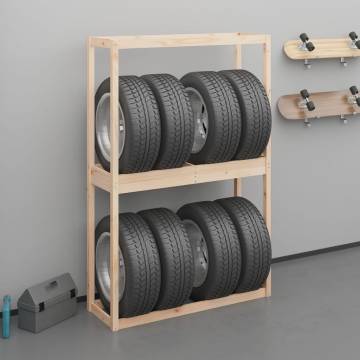 Tire Rack 120x40x180 cm - Solid Wood Pine for Garage Storage