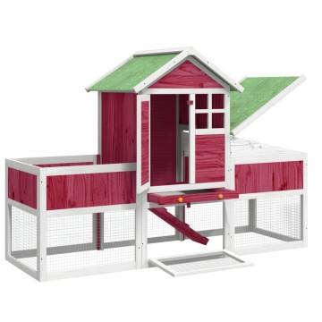 Rabbit Hutch Red - 170x63x113 cm Solid Wood Pine | Hipo Market