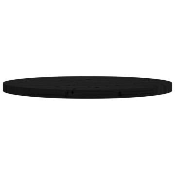 Round Black Solid Pine Table Top Ø80x3 cm | Hipo Market