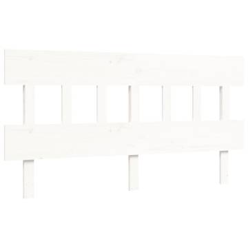 White Bed Frame with Headboard 160x200 cm - Durable Solid Wood