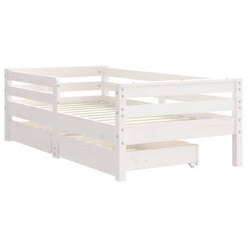 Kids Bed Frame with Drawers - White Pine 70x140 cm | HipoMarket