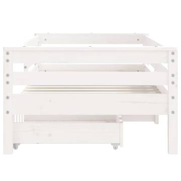 Kids Bed Frame with Drawers - White Pine 70x140 cm | HipoMarket