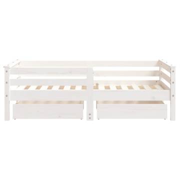 Kids Bed Frame with Drawers - White Pine 70x140 cm | HipoMarket