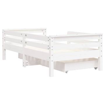 Kids Bed Frame with Drawers - White Pine 70x140 cm | HipoMarket